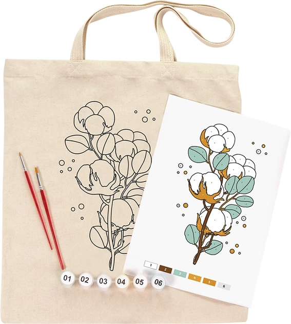 Набір екосумка-розмальовка Бавовна бавовна 220 г/м2 38х42см ROSA Talent N0003619 Набір екосумка-розмальовка Бавовна бавовна 220 г/м2 38х42см ROSA Talent N0003619