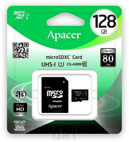 Флеш карта microSDXC (UHS-1) Apacer 128Gb class 10 (adapter SD) AP128GMCSX10U1-R Флеш карта microSDXC (UHS-1) Apacer 128Gb class 10 (adapter SD) AP128GMCSX10U1-R
