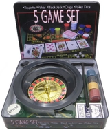 Гра настільна-5 в 1- Рулетка Крепс Покер Блек-Джек Poker Dice 23869-5