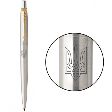Ручка кулькова Parker Jotter 17 Ukraine SS GT BP Тризуб Прозорий16032_T010b