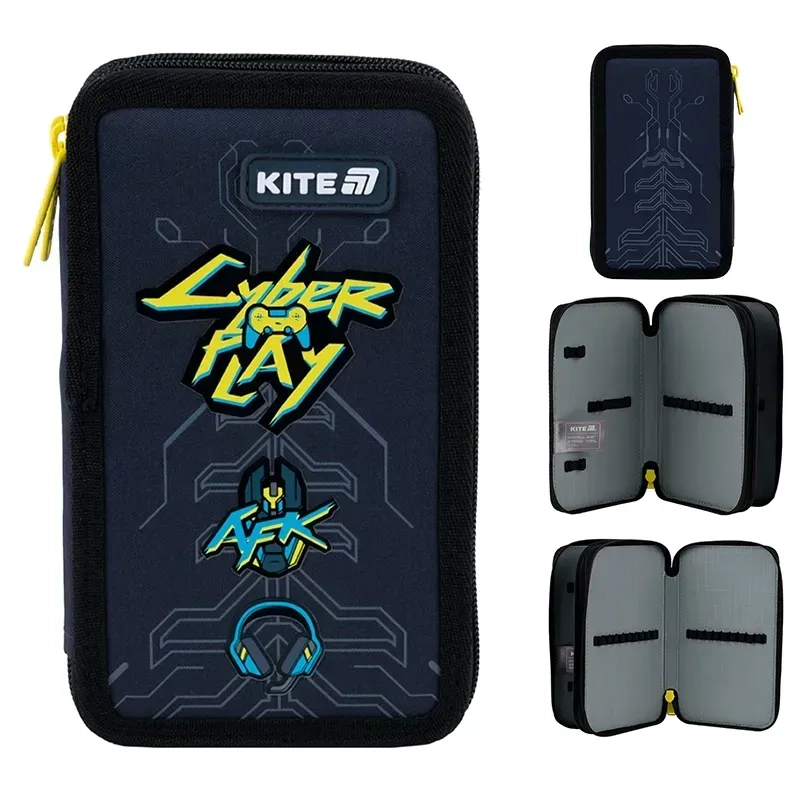 Пенал Kite 2 відділення без наповнення 623 Cyber K25-623-4