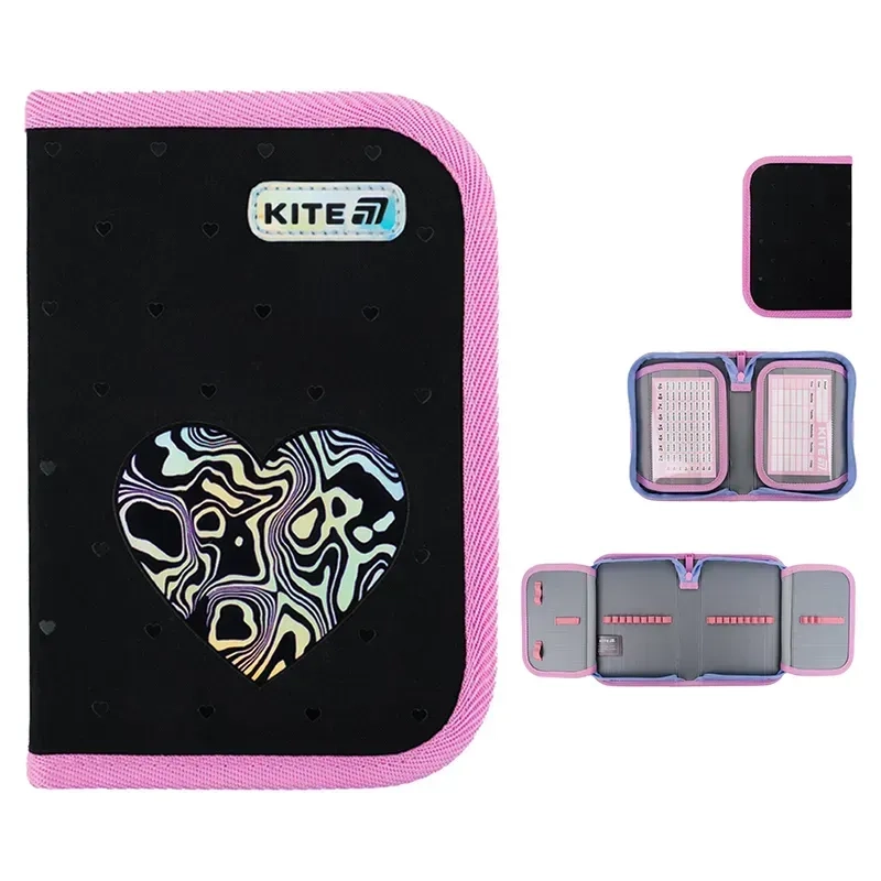 Пенал Kite 1 відділення 2 відвороти без наповнення 622 Love is K25-622-3