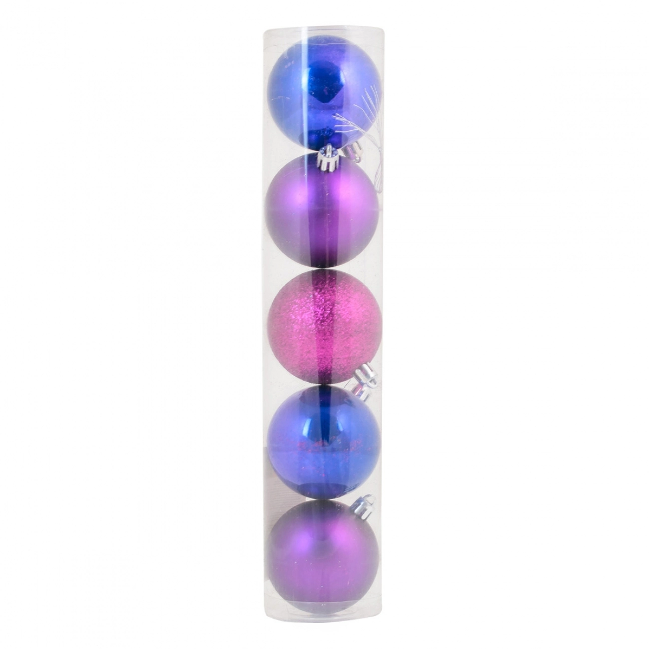 Куля Yes Fun d - 6 см, 5 шт./уп., фіолетовий перламутровий - 2, матовий - 2, глітер - 1
