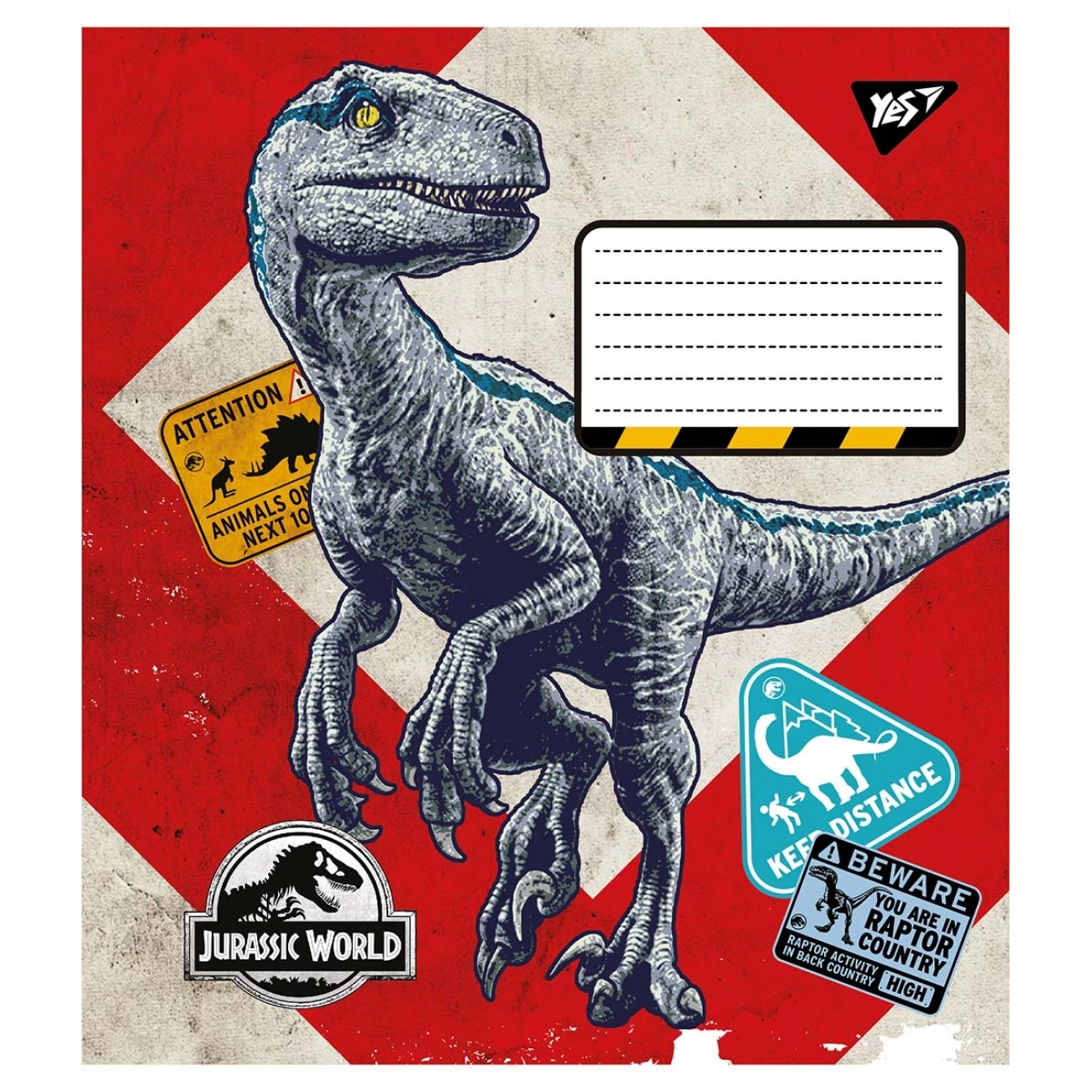 Зошит 18 аркушів клітинка YES Jurassic world 766328