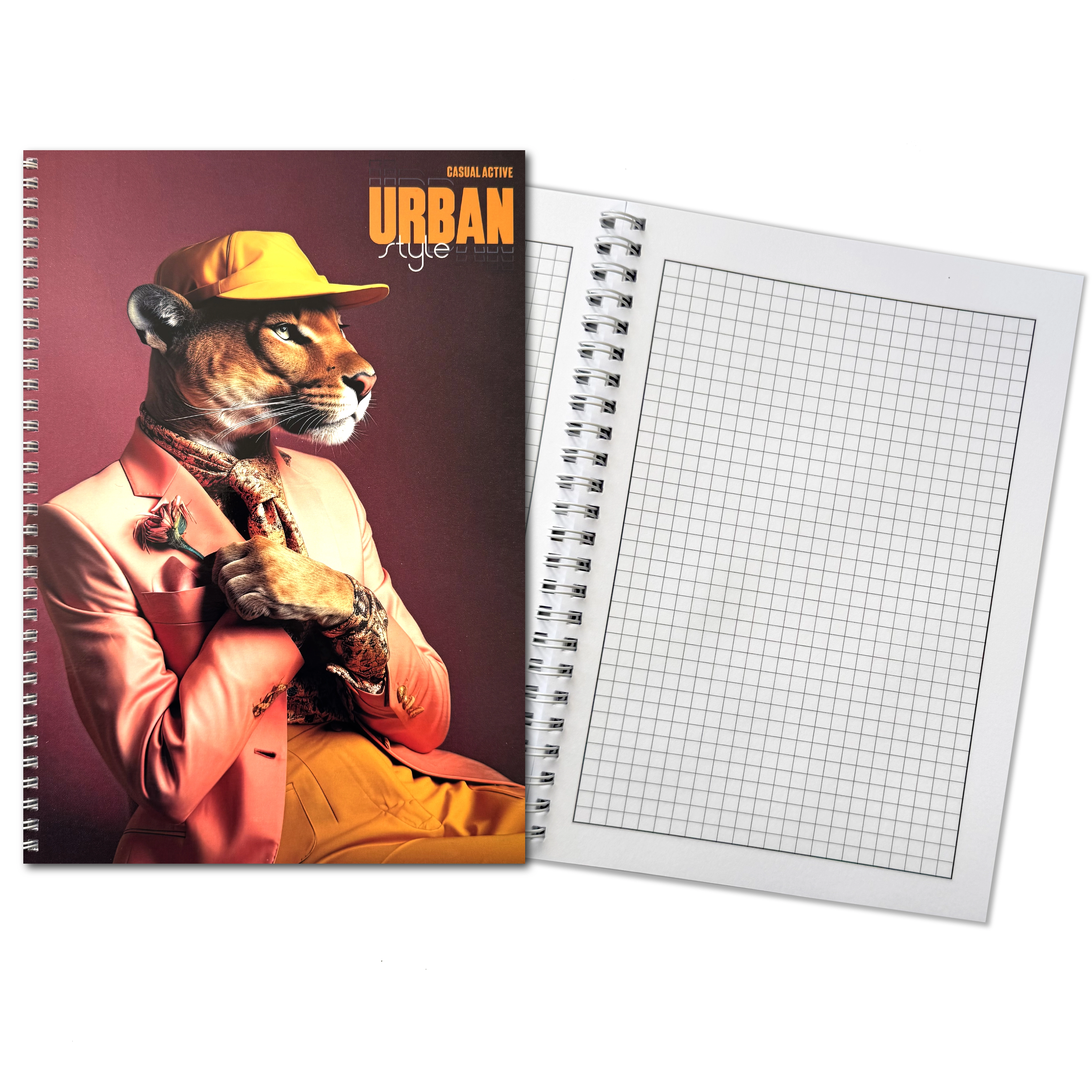 Блокнот А4 на пружині 96 аркушів клітинка Elegant lioness — фото 4