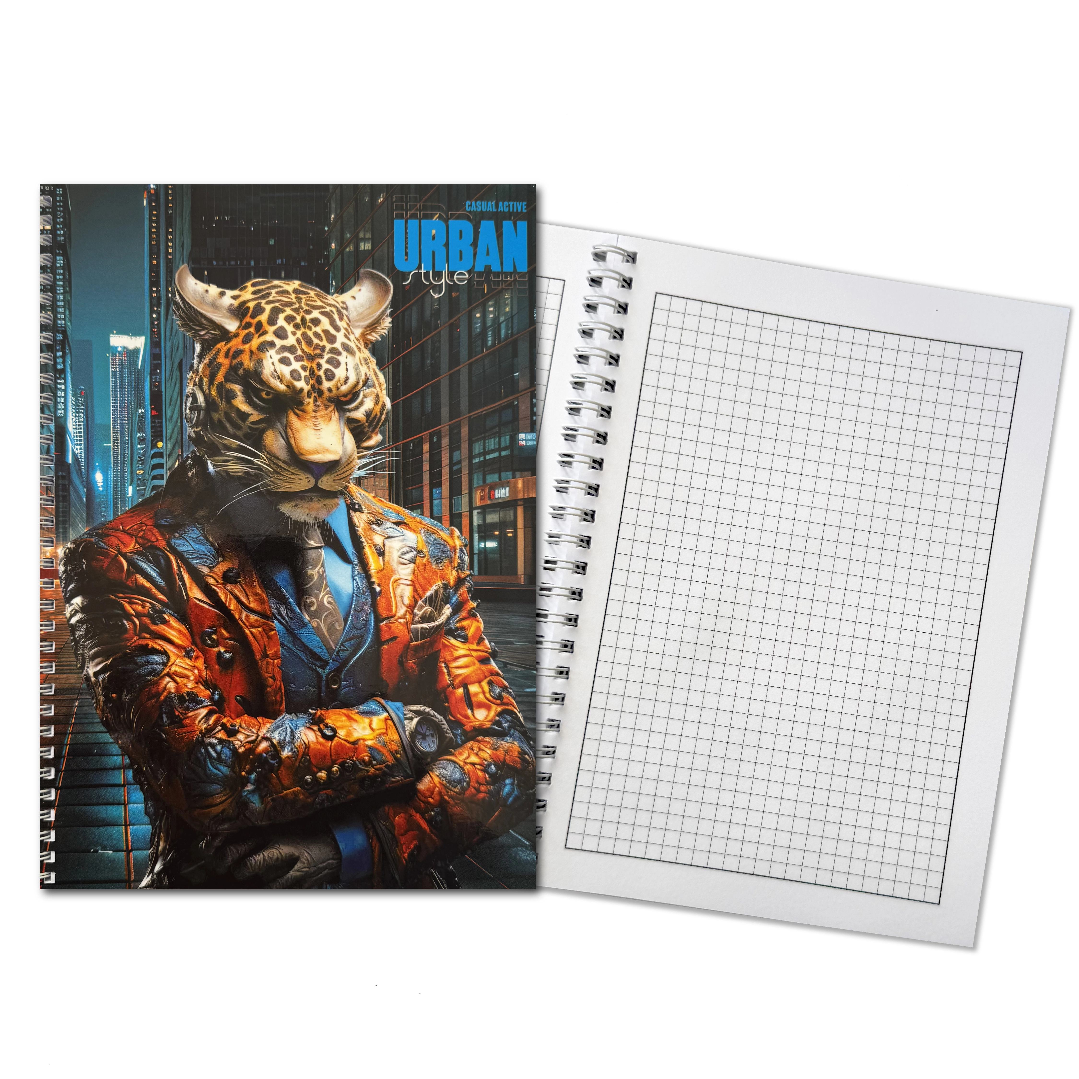 Блокнот на пружині А4 Офіс Центр Fierce tiger 96 аркушів клітинка офсет ОС-96004