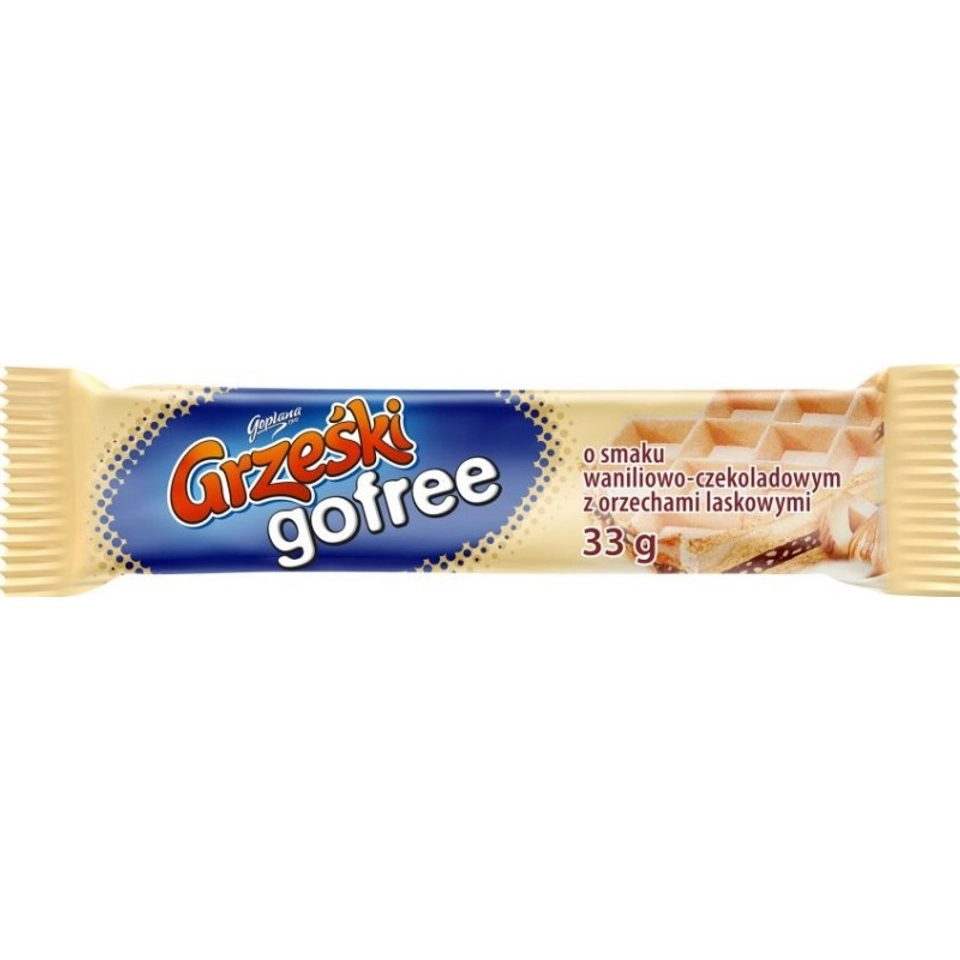 Вафельний батончик Grzeski Gofree ванільно-шоколадний з лісовими горіхами 35г — фото 2