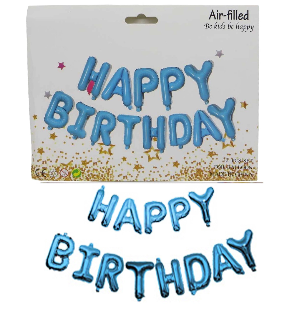 Набір фольгованих куль Happy birthday 40см блакитні 1215-В