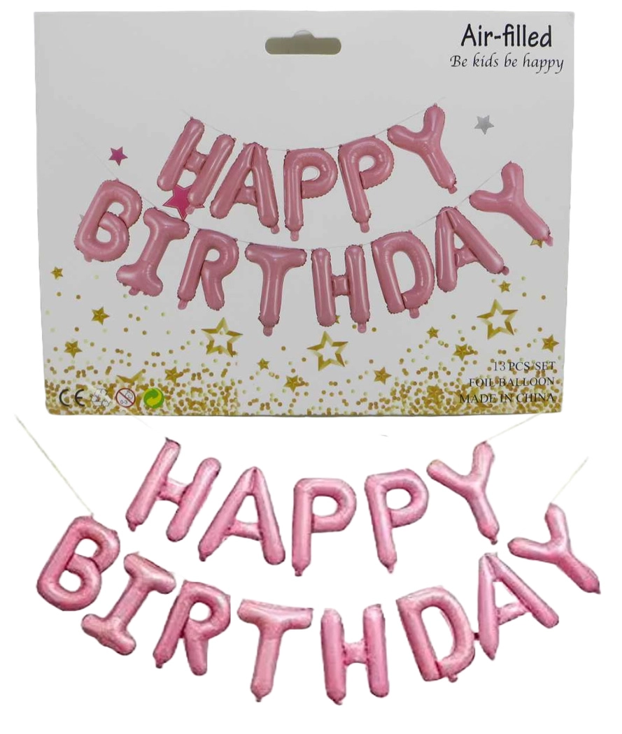 Набір фольгованих куль Happy birthday 40см рожев 1215-P