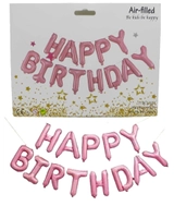 Набір фольгованих куль Happy birthday 40см рожев 1215-P