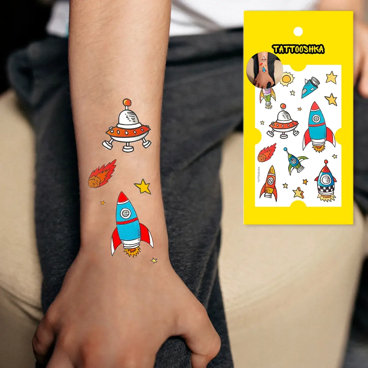 Тимчасове тату Tattooshka набір Ракети WS-A182 Тимчасове тату Tattooshka набір Ракети WS-A182