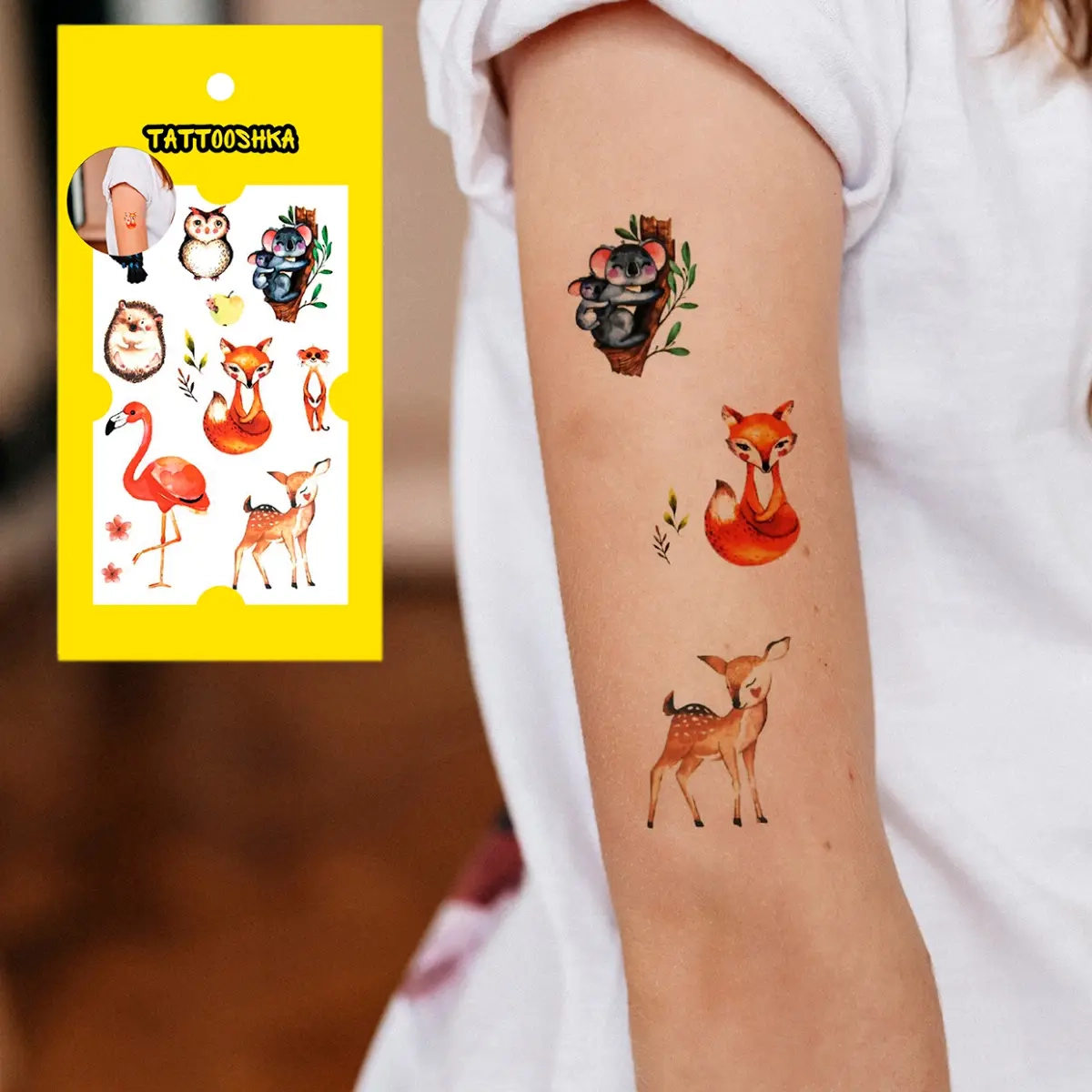 Тимчасове тату Tattooshka Коала і 7 звіряток  EC-301