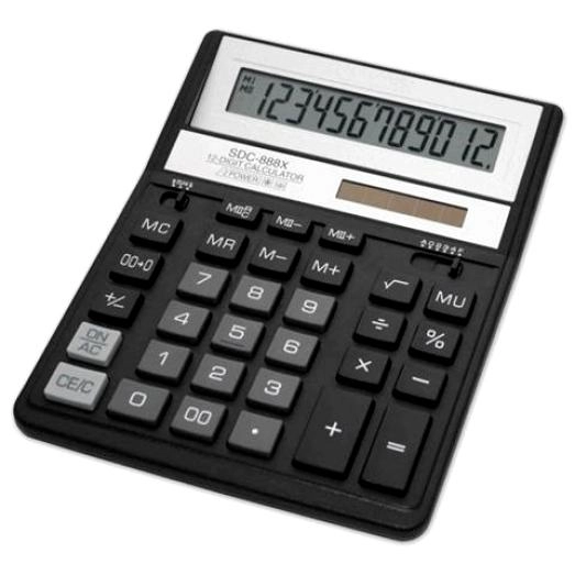 Калькулятор Citizen SDC-888 12-ти розрядний XBK Чорний