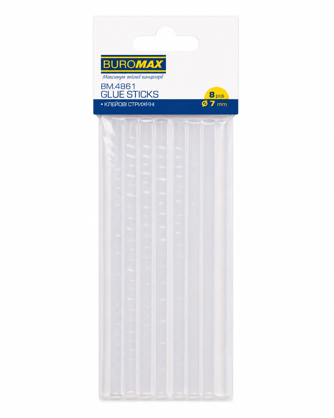 Клейові стержні BUROMAX 7мм/8шт BM.4861 Клейові стержні BUROMAX 7мм/8шт BM.4861