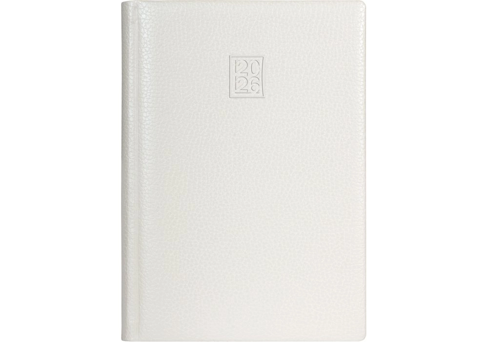 Щоденник датований А5 2026 Optima Armonia білий металік кремовий блок O25229-14