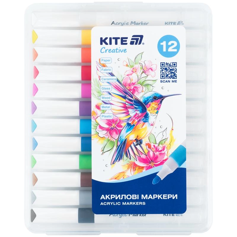 Маркери акрилові Jumbo 12шт Kite Creative K-1290 Маркери акрилові Jumbo 12шт Kite Creative K-1290