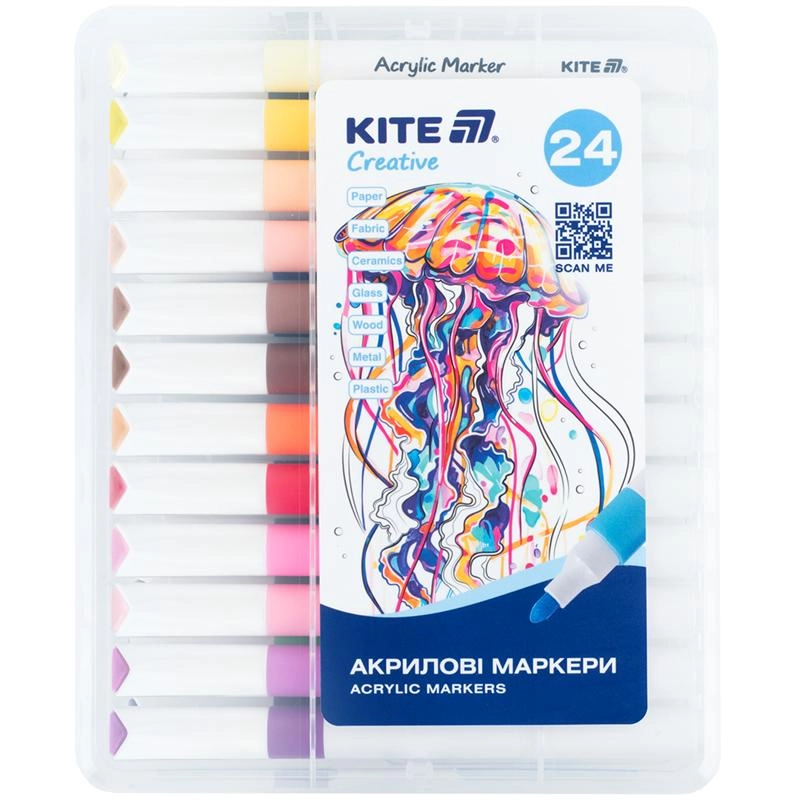 Маркери акрилові Jumbo 24шт Kite Creative K-1291