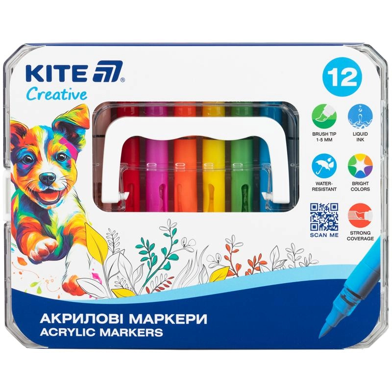 Маркери акрилові з рідкими чорнилами 12шт Kite Creative K-1161
