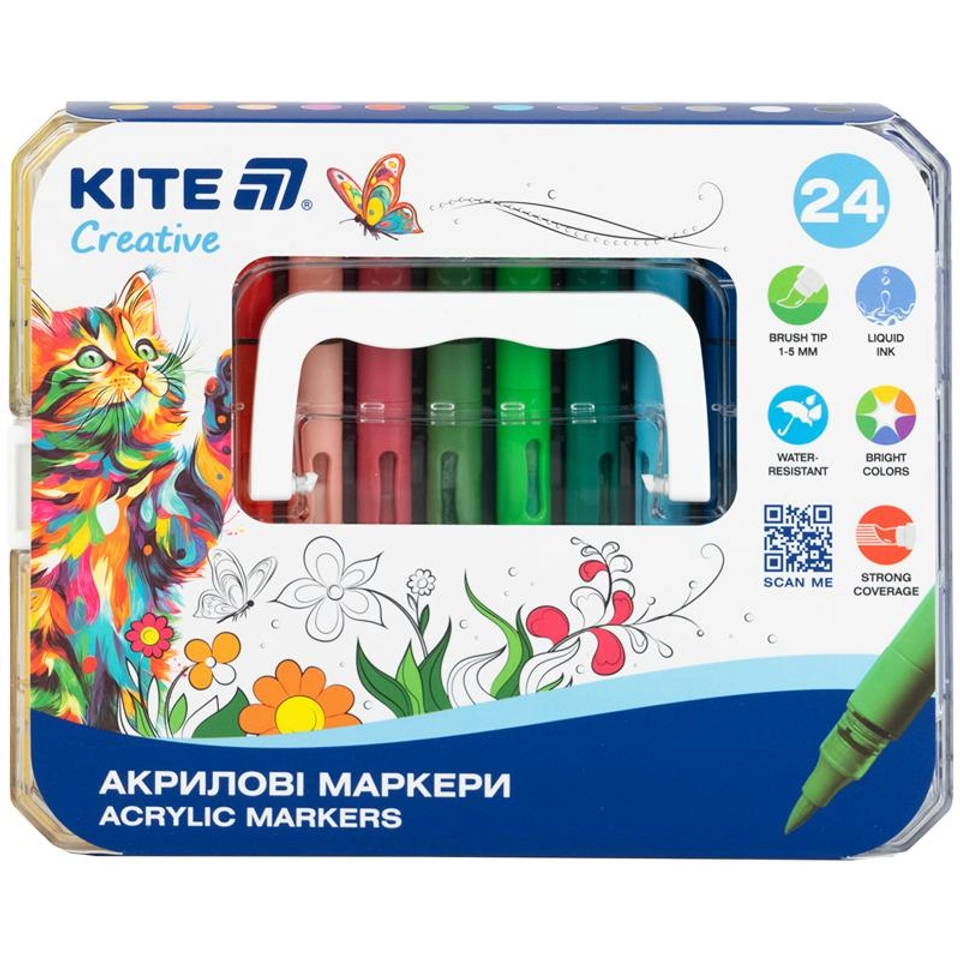 Маркери акрилові з рідкими чорнилами 24шт Kite Creative K-1162 — 