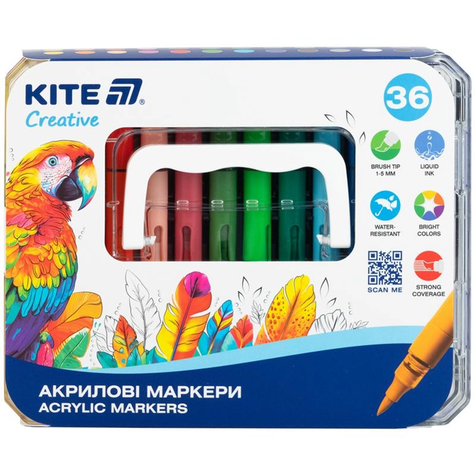 Маркери акрилові з рідкими чорнилами 36шт Kite Creative K-1163 — 