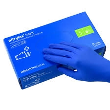 ПЕРЧАТКИ ОДНОРАЗОВІ 100 шт. (50пар) нітрилові NITRYLEX  BASIC М сині