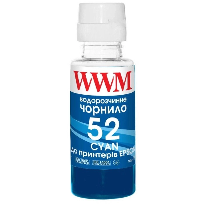 Чорнило WWM HP GT52 115/315/319 блакитне 100мл. (H52C)