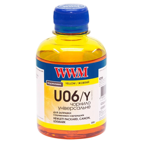 Чорнило WWM CANON /HP/LEXM/XER. UNIV. 200мл.  WWM U06YU жовтий
