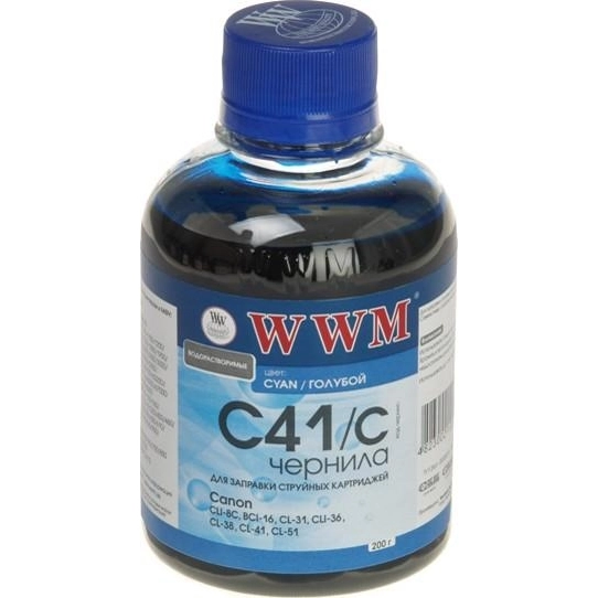 Чорнило WWM CANON CL-41/51 BCI-16  200мл. WWM C41C блакитний