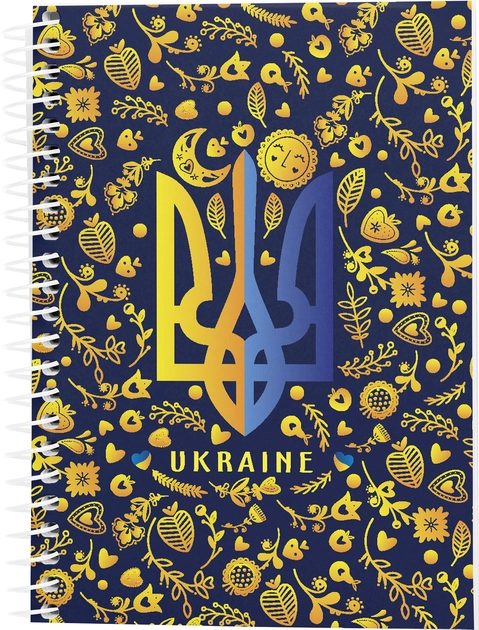 Блокнот А7 Аркуш 48 аркушів на спіралі мяка обкладинка Україна орнамент 1В2310