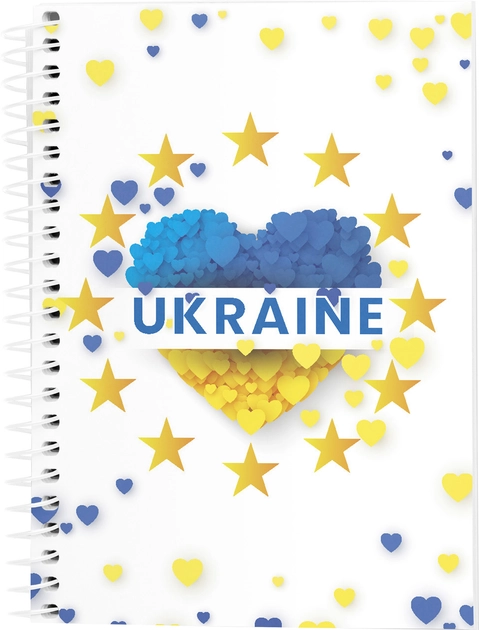Блокнот А7 Аркуш 48 аркушів на спіралі мяка обкладинка Україна серце 1В2311