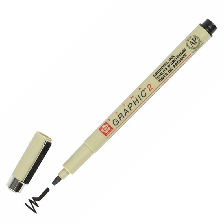 Лінер-маркер Sakura Pigma Graphic 2мм Чорний — фото 2