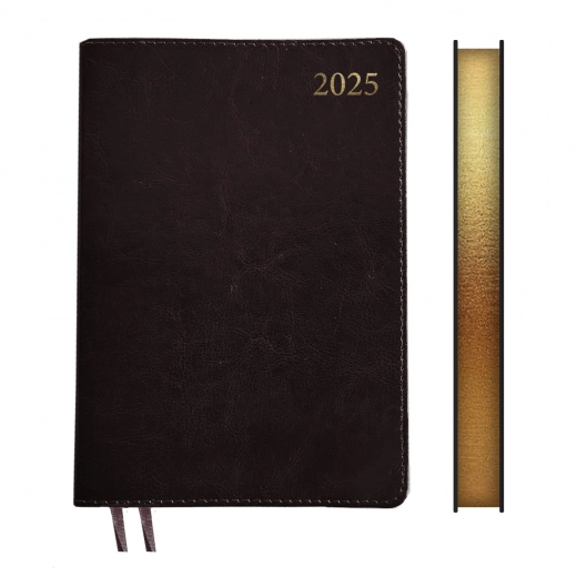 Щоденник датований А5 2025 Leo Planner Aldento темно-коричневий 252538