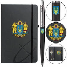 Набір подарунковий Parker Jotter 17 Originals Ukraine Black CT BP Великий Герб України Блокнот Gift24 15632b24_T0400u