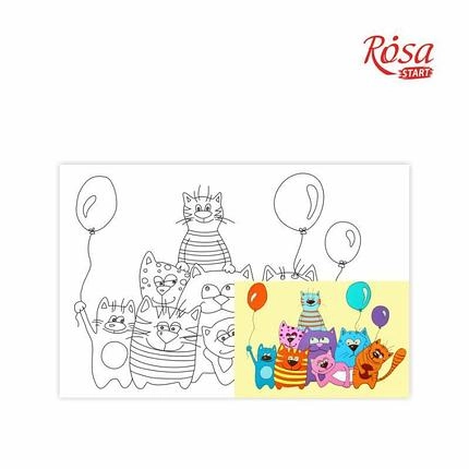 Полотно на картоні ROSA STAR Мультфільм №33 Котики з кульками 20*30 GPA2831