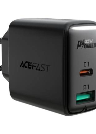 Мережевий зарядний пристрій ACEFAST A5 PD32W(USB-C+USB-A) dual port charger Black