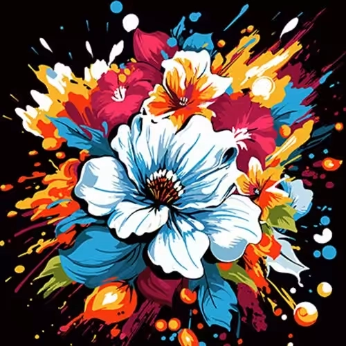 Картина за номерами Strateg Квітковий вибух на чорному фоні 40х40 см AV4040-40