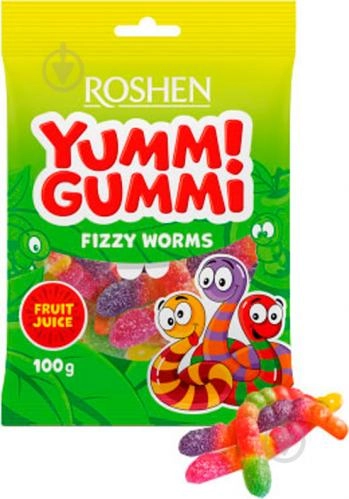 ЦУКЕРКИ Рошен Yummi Gummi желейні Fizzy Wormms 70г 