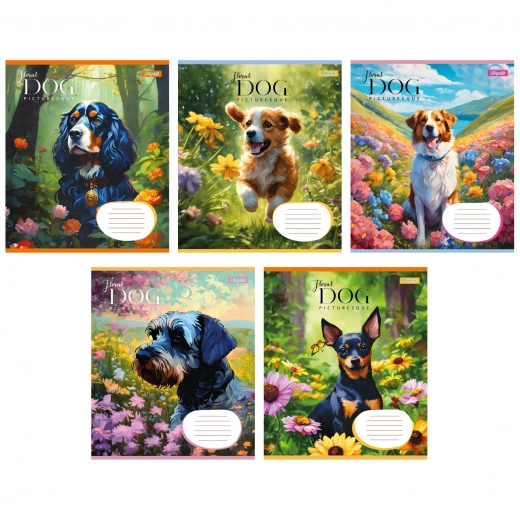 Зошит учнівський 24 аркуші клітинка 1B Floral dog 767002