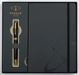 Набір подарунковий Parker Sonnet 17 Black Lacquer GT BP Блокнот Parker Gift24 86 032b24