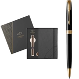 Набір подарунковий Parker Sonnet 17 Black Lacquer GT BP Блокнот Parker Gift24 86 032b24