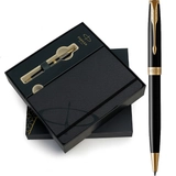 Набір подарунковий Parker Sonnet 17 Black Lacquer GT BP Блокнот Parker Gift24 86 032b24