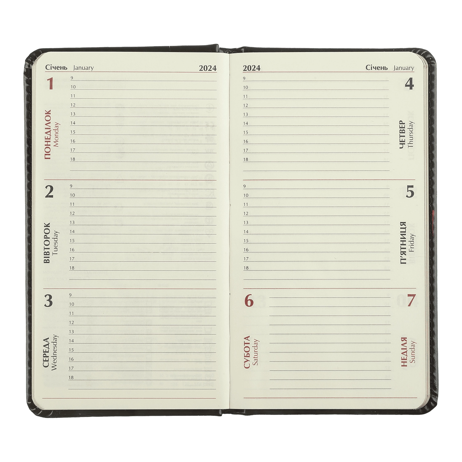 Щотижневик датований кишеньковий 85х153 2026 Buromax Salerno червоний BM.2892-05