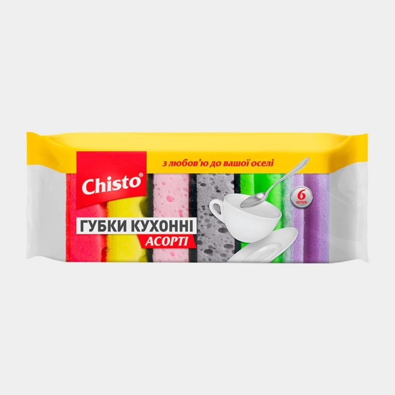 Губка для миття посуду Chisto 2+2+2шт Асорті