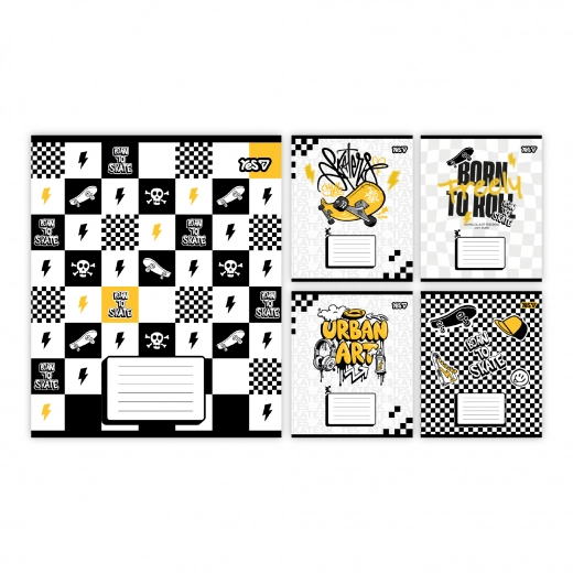 Зошит шкільний Yes Born to skate А5 12 аркушів клітинка 768714 Зошит шкільний Yes Born to skate А5 12 аркушів клітинка 768714