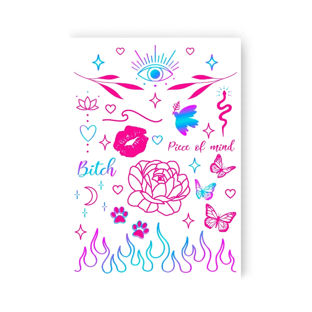 Тимчасове тату Tattooshka набір Pink mood голограма LB-184