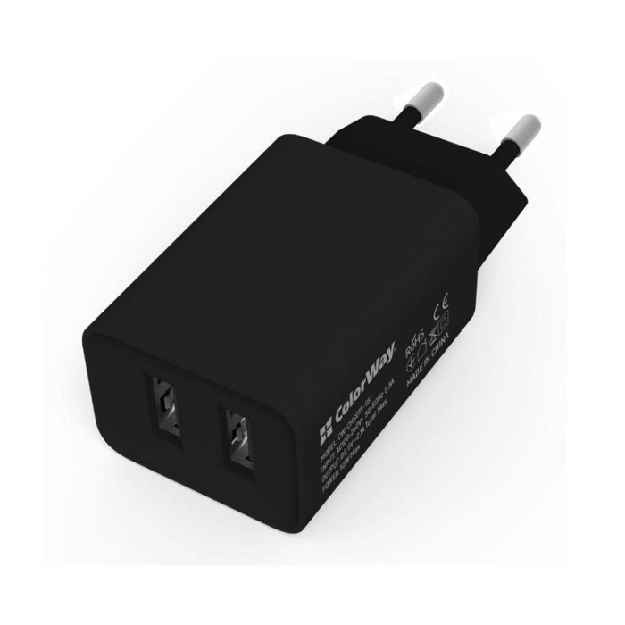 МЗП ColorWay 2USB AUTO ID 2.1A (10W) black (CW-CHS015-BK)