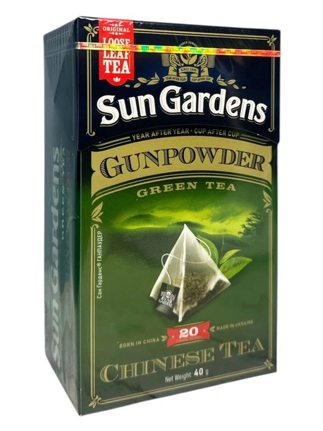 Чай пірамідки зелений Sun Gardens Gunpowder 20х2г 9549