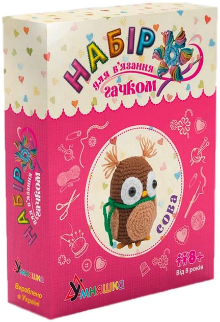 Набір для творчості Умняшка В`язання гачком Сова ВК-002