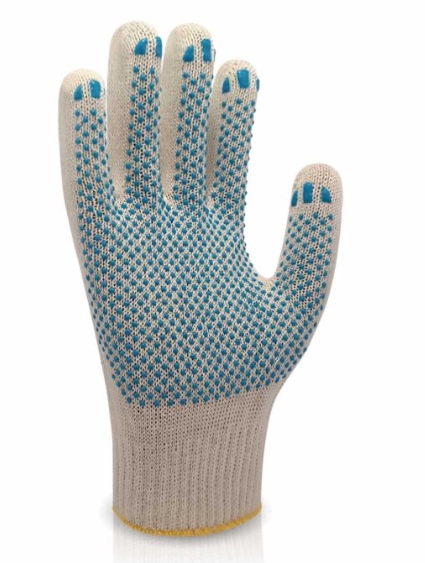 Рукавички трикотажні STANDART білі з синьою крапкою 3-нитка 10 клас р10 TRIDENT 8310