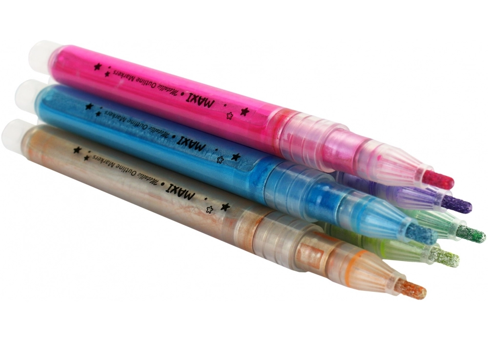 Скетч маркери металізовані з кольоровим контуром MAXI 6 кольорів MX15246